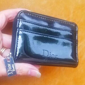 Christian Dior Black Patent Leather Card Wallet